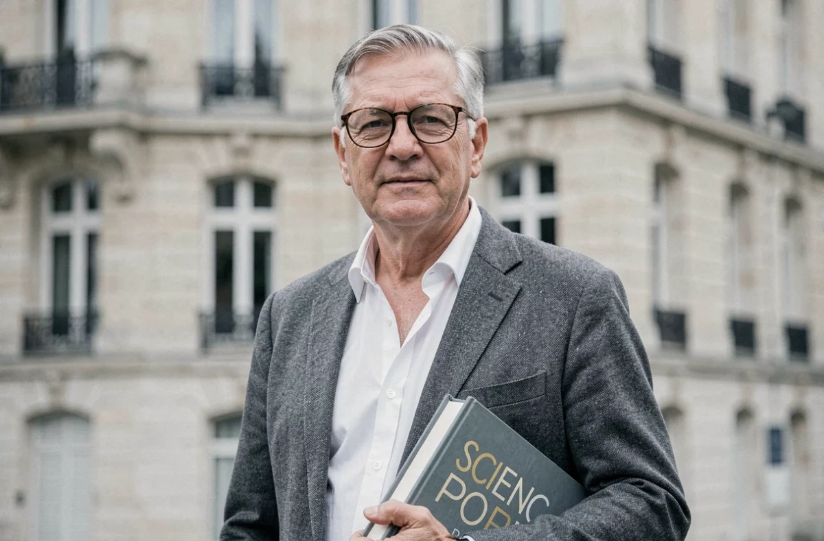 Portrait d'un intellectuel économiste devant une institution universitaire parisienne illustrant un parcours académique et financier d'élite